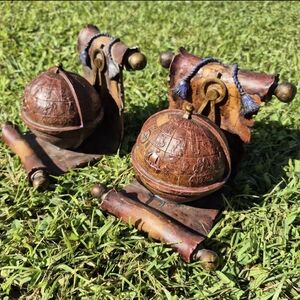 Vintage Globe Bookends Rustic Exploration Voyage Map Themed 1 Set Of 2